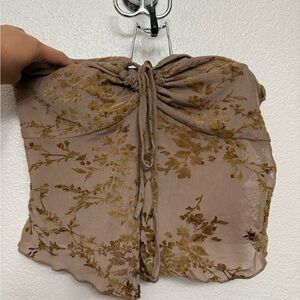 Floral Tube Top in Brown and Gold